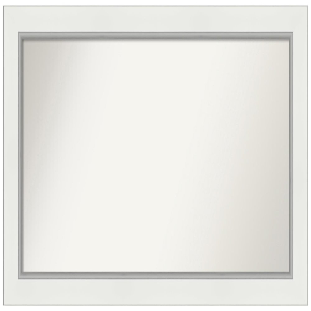 Amanti Art White Bathroom Mirror for Over Sink, 26x47 Custom Made Eva White Silver Rectangle Vanity Mirror, Oversize Modern Wood Frame, Hangs Horizonally and Vertically, Wall Decor
