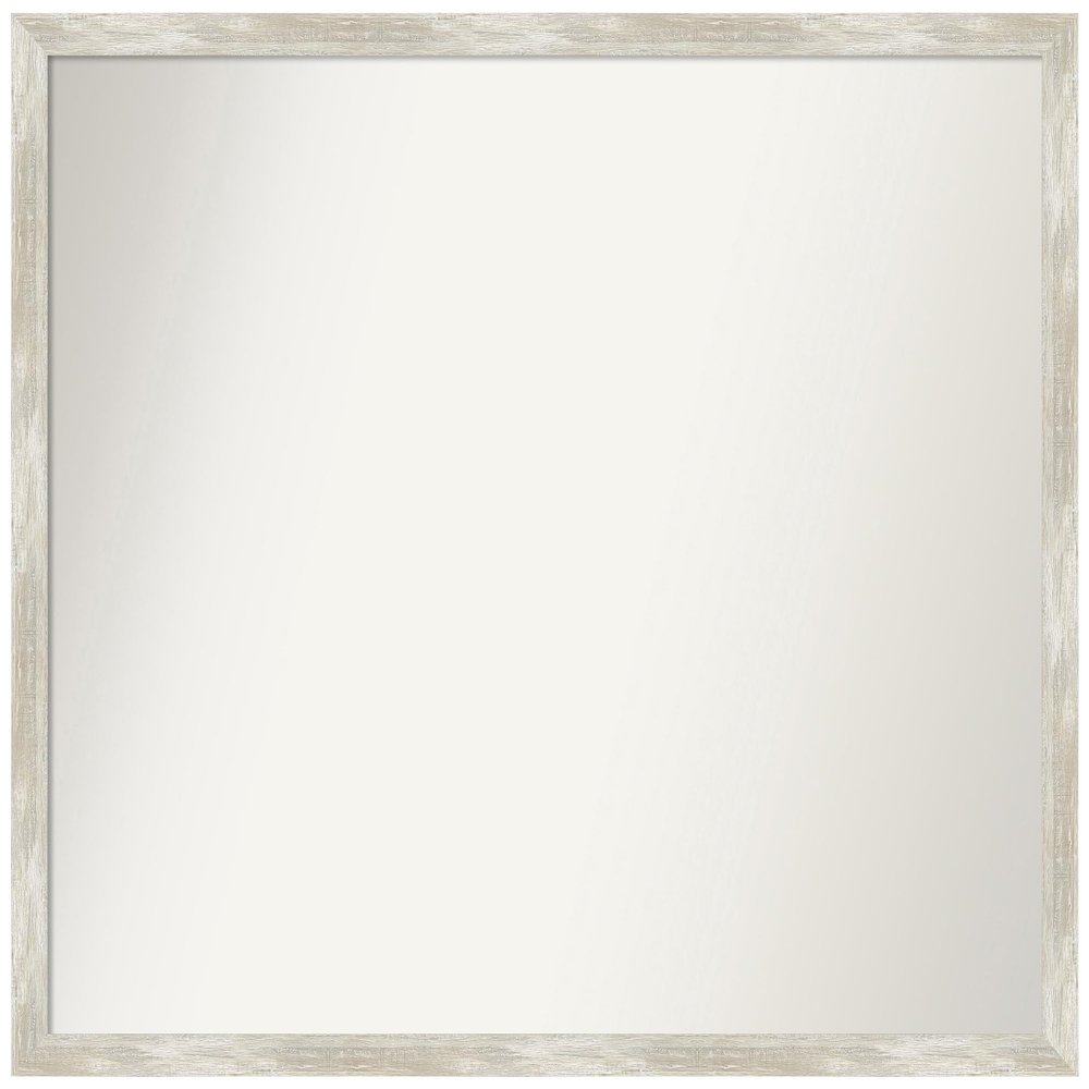 Amanti Art Silver Bathroom Mirror for Over Sink, 29x34 Custom Made Crackled Metallic Narrow Rectangle Vanity Mirror, Large Casual Wood Frame, Hangs Horizonally and Vertically, Wall Decor