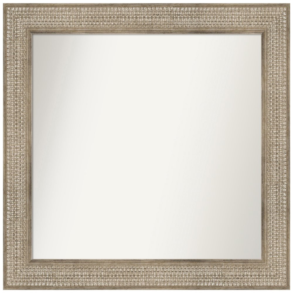 Amanti Art Silver Bathroom Mirror for Over Sink, 30x32 Custom Made Trellis Silver Rectangle Vanity Mirror, Large Traditional Wood Frame, Hangs Horizonally and Vertically, Wall Decor