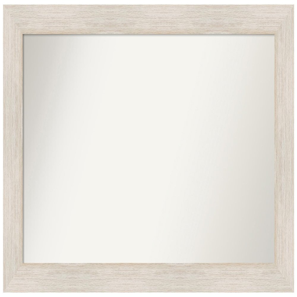 Amanti Art White Bathroom Mirror for Over Sink, 27x41 Custom Made Hardwood White Wash Rectangle Vanity Mirror, Large Country Rustic Wood Frame, Hangs Horizonally and Vertically, Wall Decor