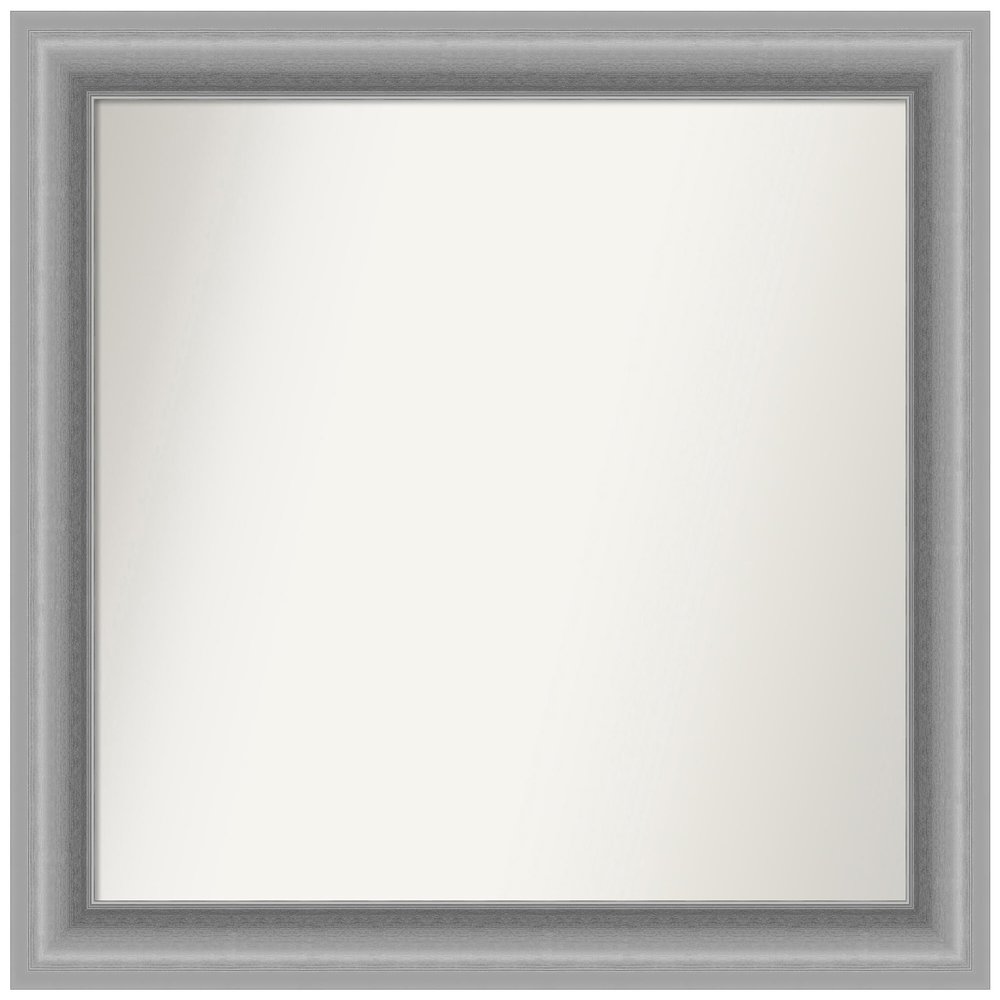 Amanti Art Silver Bathroom Mirror for Over Sink, 36x38 Custom Made Peak Polished Nickel Rectangle Vanity Mirror, Large Traditional Wood Frame, Hangs Horizonally and Vertically, Wall Decor