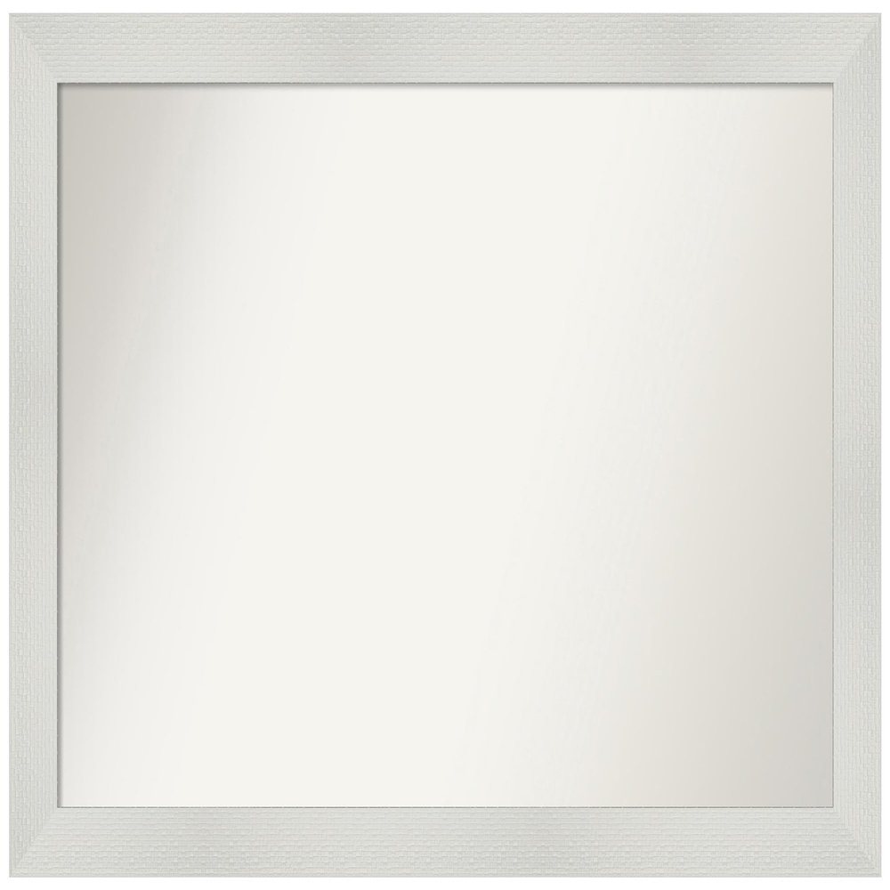Amanti Art White Bathroom Mirror for Over Sink, 30x44 Custom Made Mosaic White Rectangle Vanity Mirror, X-Large Casual Wood Frame, Hangs Horizonally and Vertically, Wall Decor