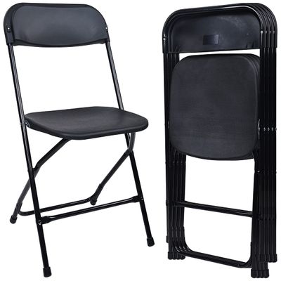 Elevon Folding Plastic Chair with 500-Pound Capacity, Black, 4-Pack