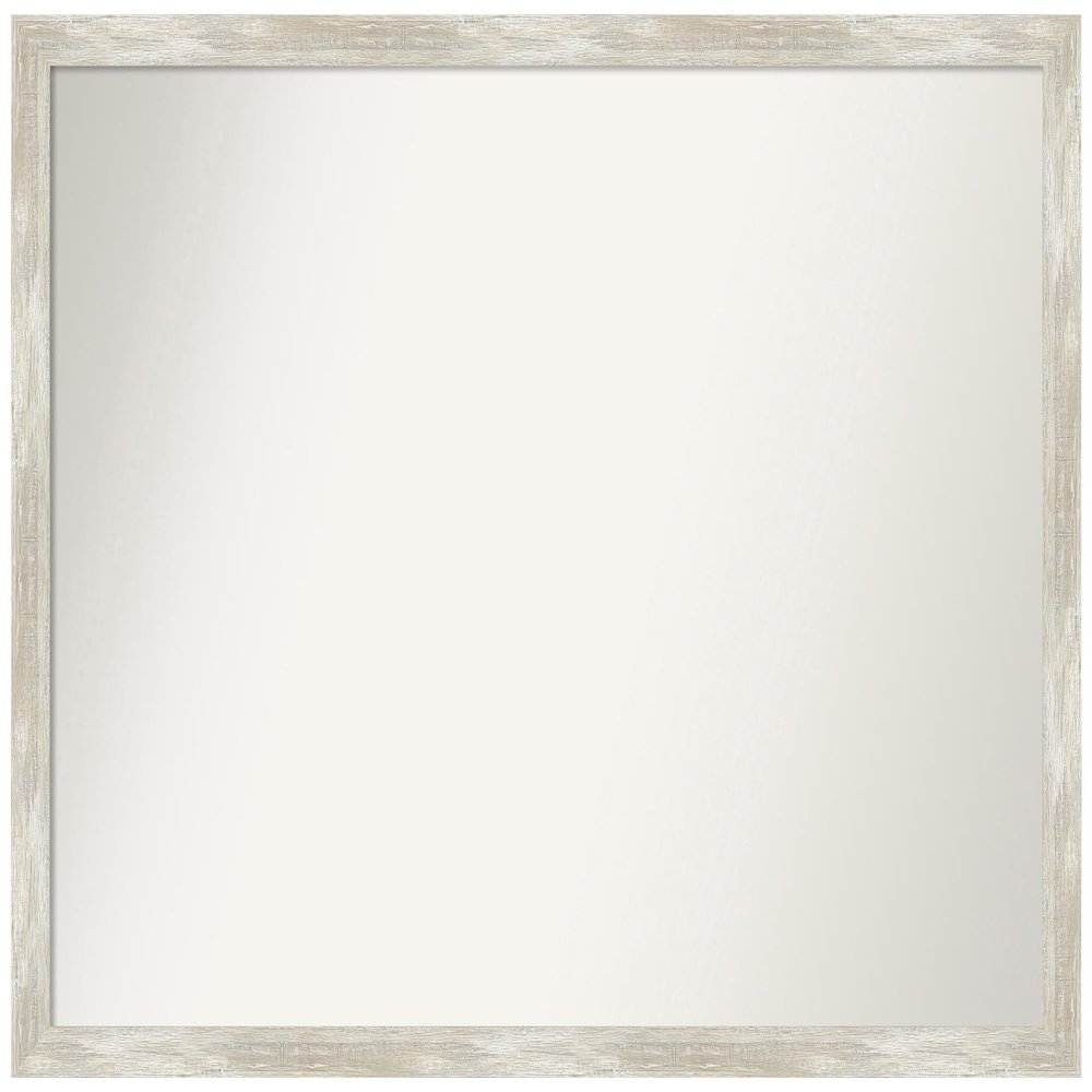 Amanti Art Silver Bathroom Mirror for Over Sink, 24x32 Custom Made Crackled Metallic Narrow Rectangle Vanity Mirror, Large Casual Wood Frame, Hangs Horizonally and Vertically, Wall Decor