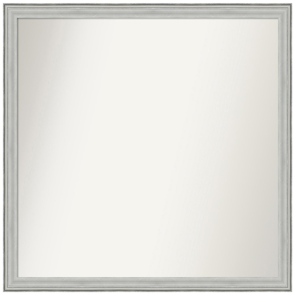 Amanti Art Silver Bathroom Mirror for Over Sink, 35x37 Custom Made Bel Volto Silver Rectangle Vanity Mirror, X-Large Traditional Wood Frame, Hangs Horizonally and Vertically, Wall Decor