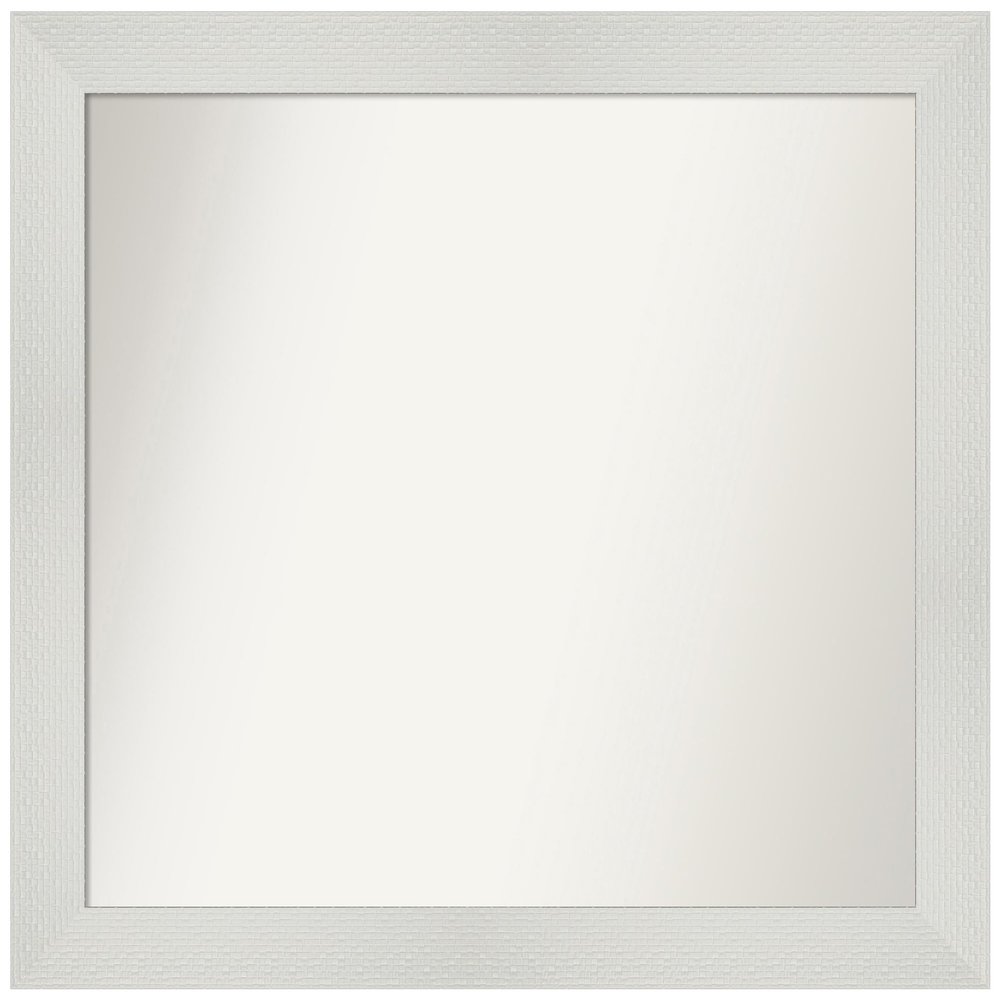 Amanti Art White Bathroom Mirror for Over Sink, 29x32 Custom Made Mosaic White Rectangle Vanity Mirror, Large Casual Wood Frame, Hangs Horizonally and Vertically, Wall Decor