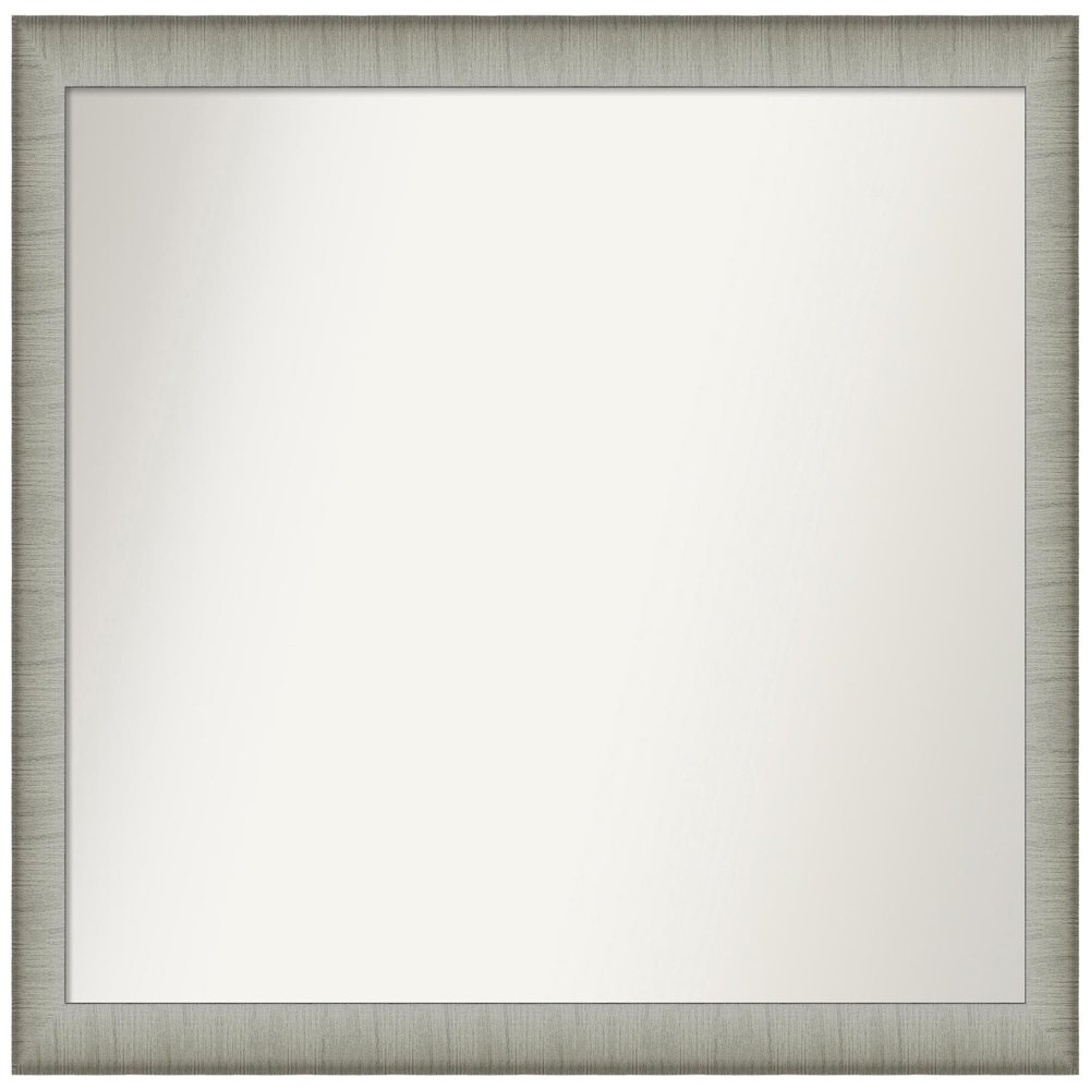Amanti Art Silver Bathroom Mirror for Over Sink, 26x35 Custom Made Elegant Brushed Pewter Narrow Rectangle Vanity Mirror, Large Casual Wood Frame, Hangs Horizonally and Vertically, Wall Decor