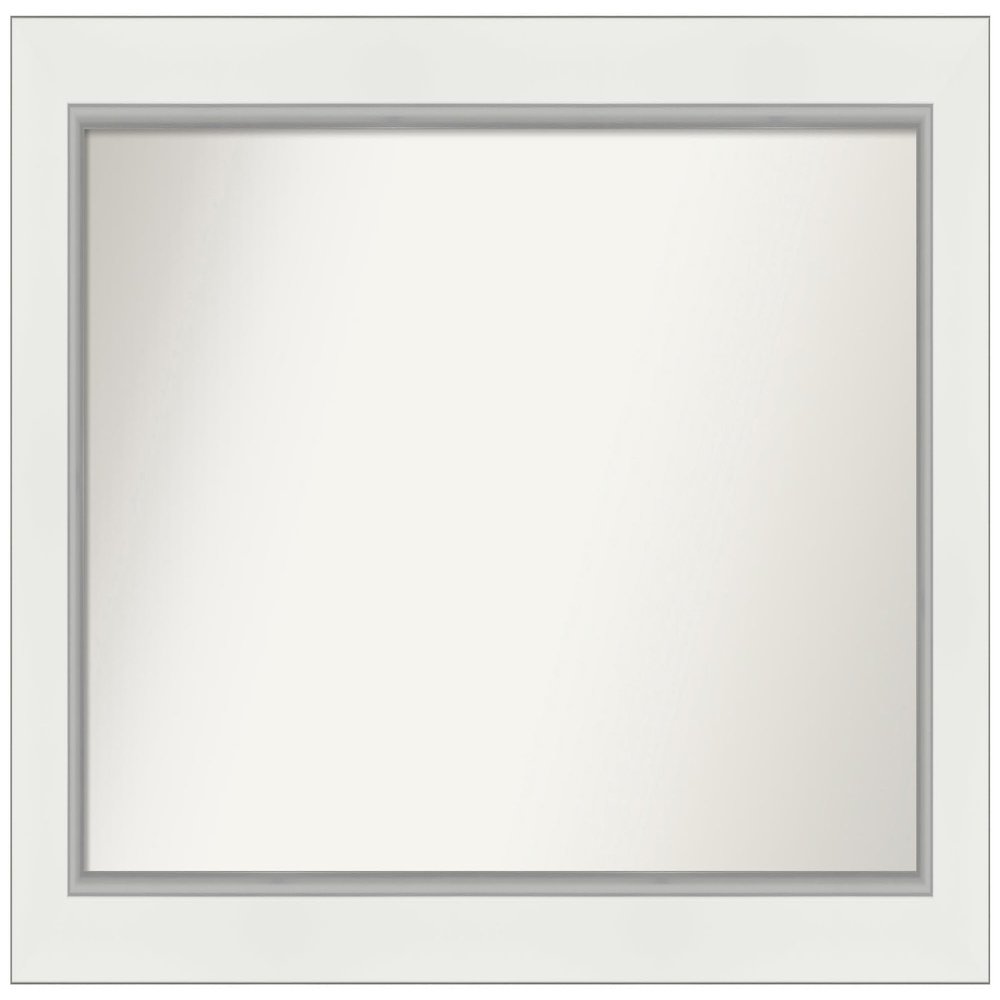 Amanti Art White Bathroom Mirror for Over Sink, 25x39 Custom Made Eva White Silver Rectangle Vanity Mirror, Large Modern Wood Frame, Hangs Horizonally and Vertically, Wall Decor