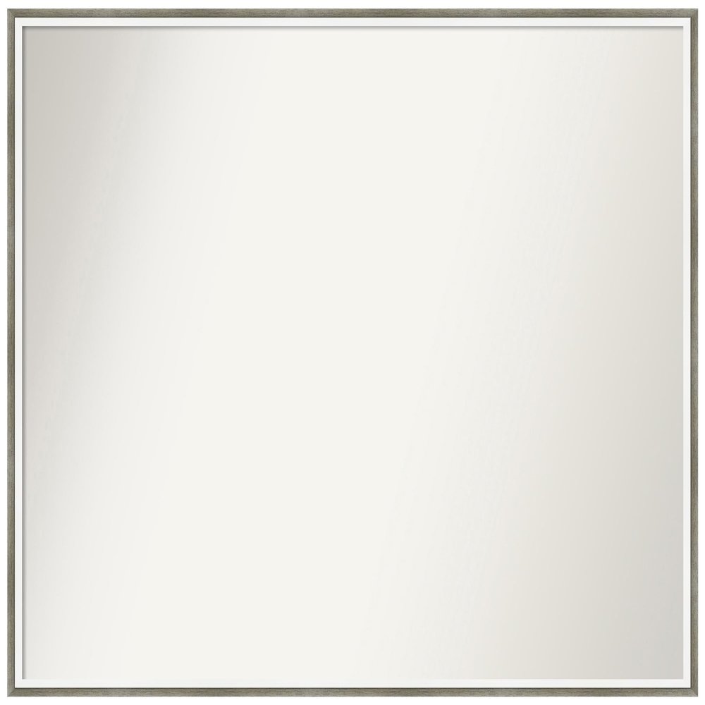 Amanti Art Silver Bathroom Mirror for Over Sink, 31x37 Custom Made Lucie Silver White Rectangle Vanity Mirror, X-Large Modern Wood Frame, Hangs Horizonally and Vertically, Wall Decor
