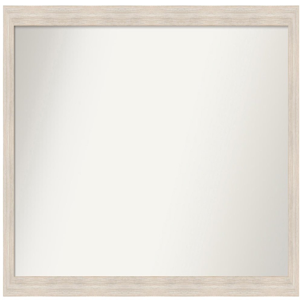Amanti Art White Bathroom Mirror for Over Sink, 25x47 Custom Made Hardwood White Wash Narrow Rectangle Vanity Mirror, Oversize Country Rustic Wood Frame, Hangs Horizonally and Vertically, Wall Decor