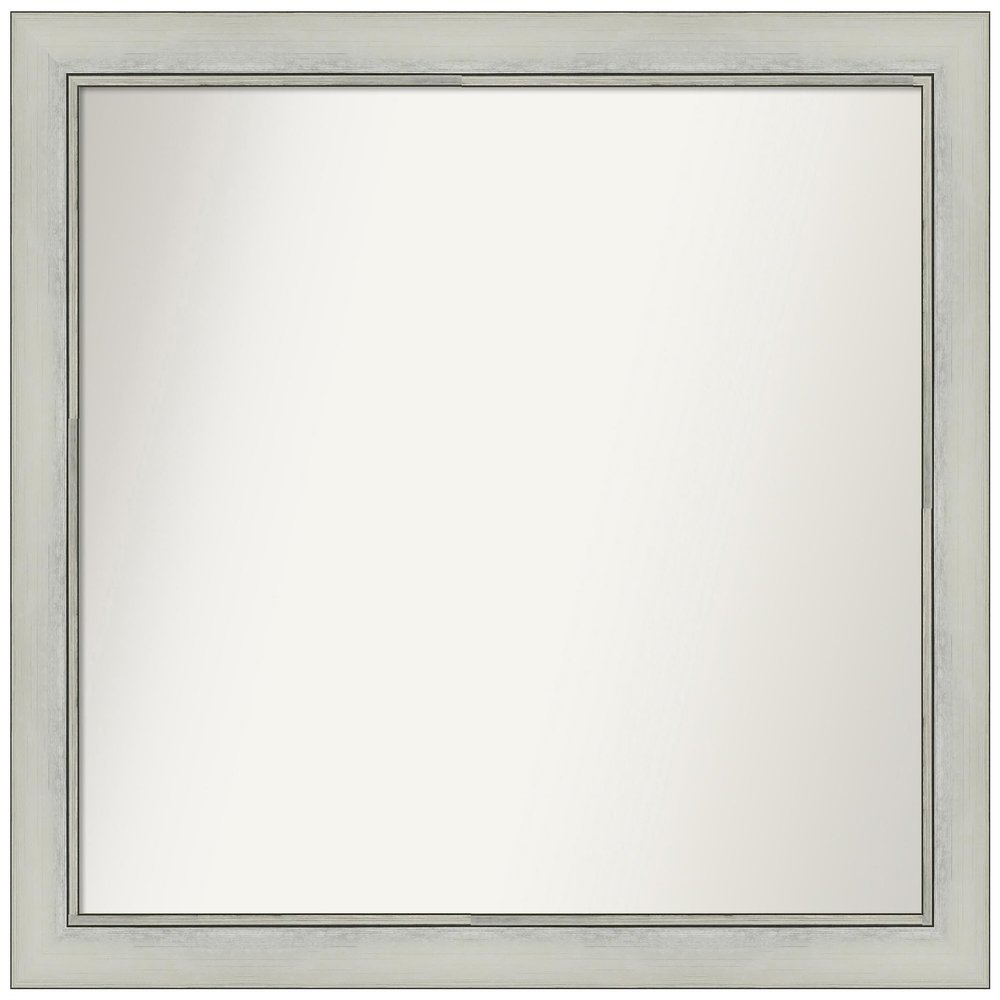 Amanti Art Silver Bathroom Mirror for Over Sink, 29x32 Custom Made Flair Silver Patina Rectangle Vanity Mirror, Large Traditional Wood Frame, Hangs Horizonally and Vertically, Wall Decor