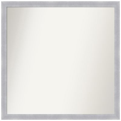 Amanti Art Silver Bathroom Mirror for Over Sink, 25x26 Custom Made Grace Brushed Nickel Narrow Rectangle Vanity Mirror, Medium Modern Wood Frame, Hangs Horizonally and Vertically, Wall Decor
