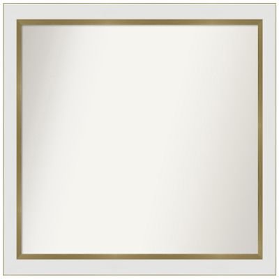 Amanti Art White Bathroom Mirror for Over Sink, 23x27 Custom Made Eva White Gold Narrow Rectangle Vanity Mirror, Medium Modern Wood Frame, Hangs Horizonally and Vertically, Wall Decor
