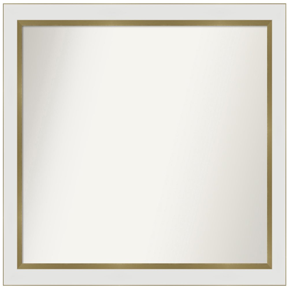 Amanti Art White Bathroom Mirror for Over Sink, 23x27 Custom Made Eva White Gold Narrow Rectangle Vanity Mirror, Medium Modern Wood Frame, Hangs Horizonally and Vertically, Wall Decor