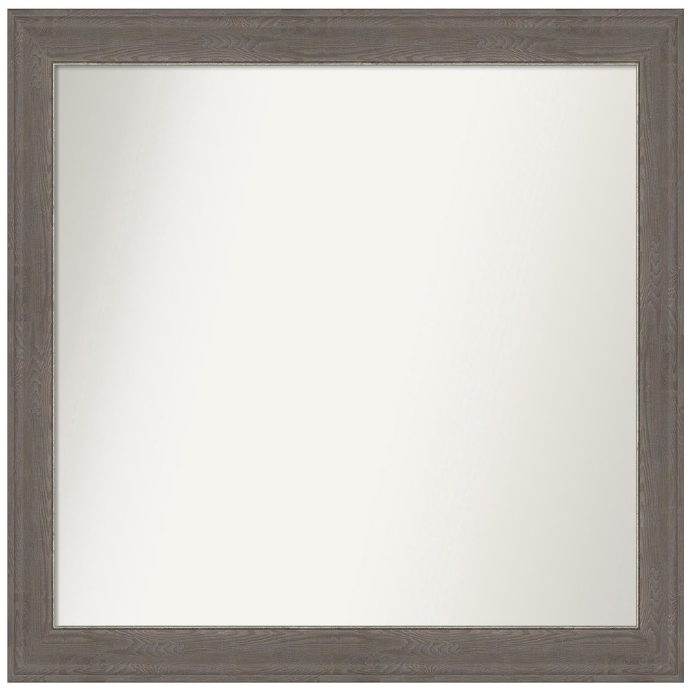 Amanti Art Grey Bathroom Mirror for Over Sink, 31x37 Custom Made Alta Brown Grey Rectangle Vanity Mirror, Large Country Rustic Wood Frame, Hangs Horizonally and Vertically, Wall Decor