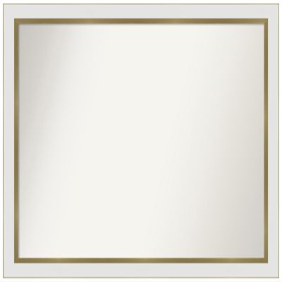 Amanti Art White Bathroom Mirror for Over Sink, 25x33 Custom Made Eva White Gold Narrow Rectangle Vanity Mirror, Large Modern Wood Frame, Hangs Horizonally and Vertically, Wall Decor