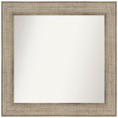 Amanti Art Silver Bathroom Mirror for Over Sink, 27x30 Custom Made Trellis Silver Rectangle Vanity Mirror, Medium Traditional Wood Frame, Hangs Horizonally and Vertically, Wall Decor