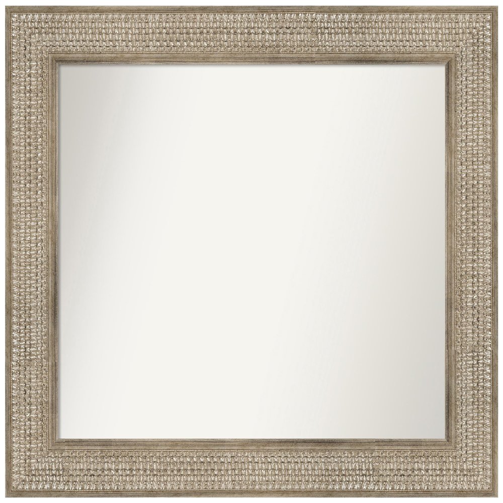 Amanti Art Silver Bathroom Mirror for Over Sink, 27x30 Custom Made Trellis Silver Rectangle Vanity Mirror, Medium Traditional Wood Frame, Hangs Horizonally and Vertically, Wall Decor