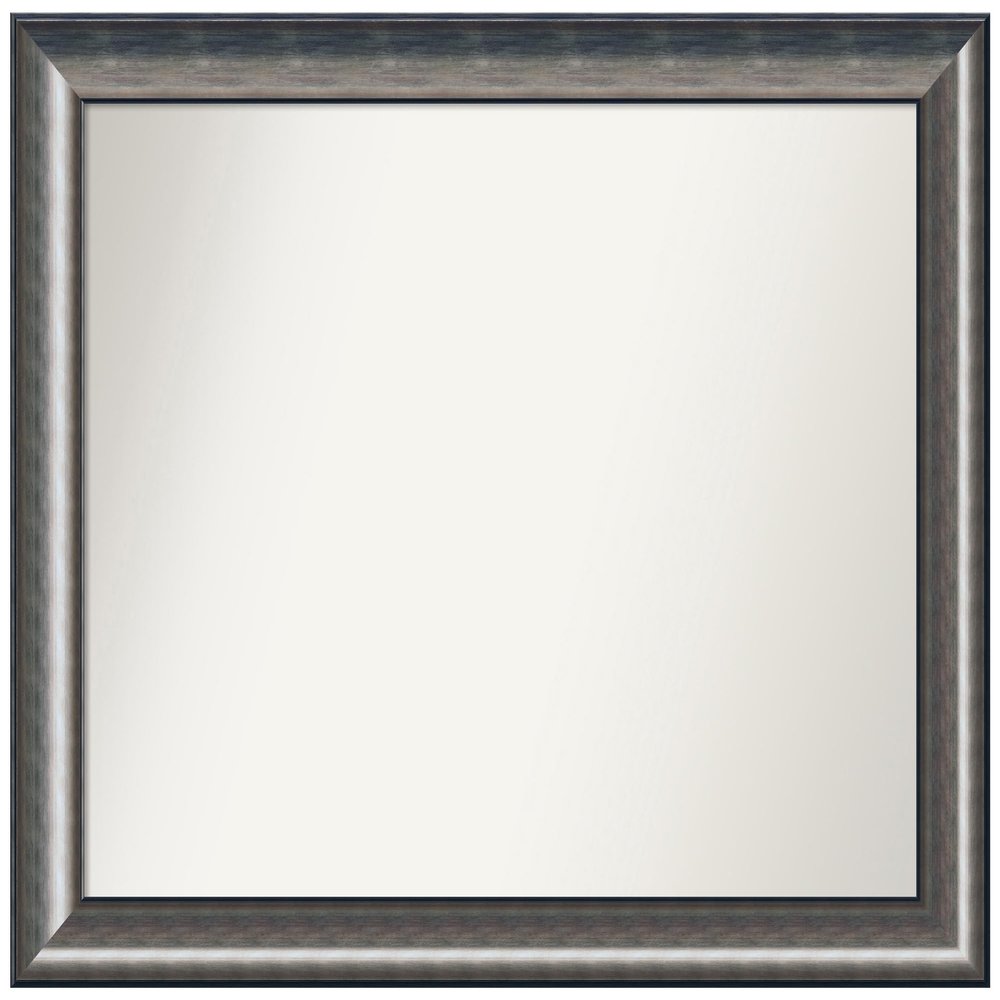 Amanti Art Silver Bathroom Mirror for Over Sink, 34x42 Custom Made Quicksilver Scoop Rectangle Vanity Mirror, Large Casual Wood Frame, Hangs Horizonally and Vertically, Wall Decor