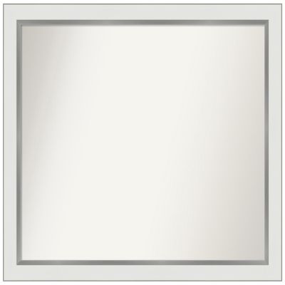 Amanti Art White Bathroom Mirror for Over Sink, 24x29 Custom Made Eva White Silver Narrow Rectangle Vanity Mirror, Medium Modern Wood Frame, Hangs Horizonally and Vertically, Wall Decor