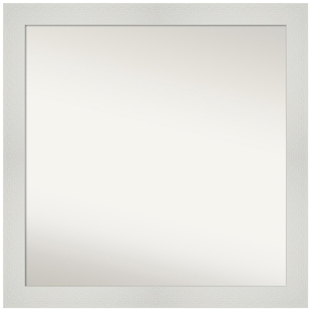 Amanti Art White Bathroom Mirror for Over Sink, 34x34 Custom Made Mosaic White Square Vanity Mirror, Large Casual Wood Frame, Hangs Horizonally and Vertically, Wall Decor