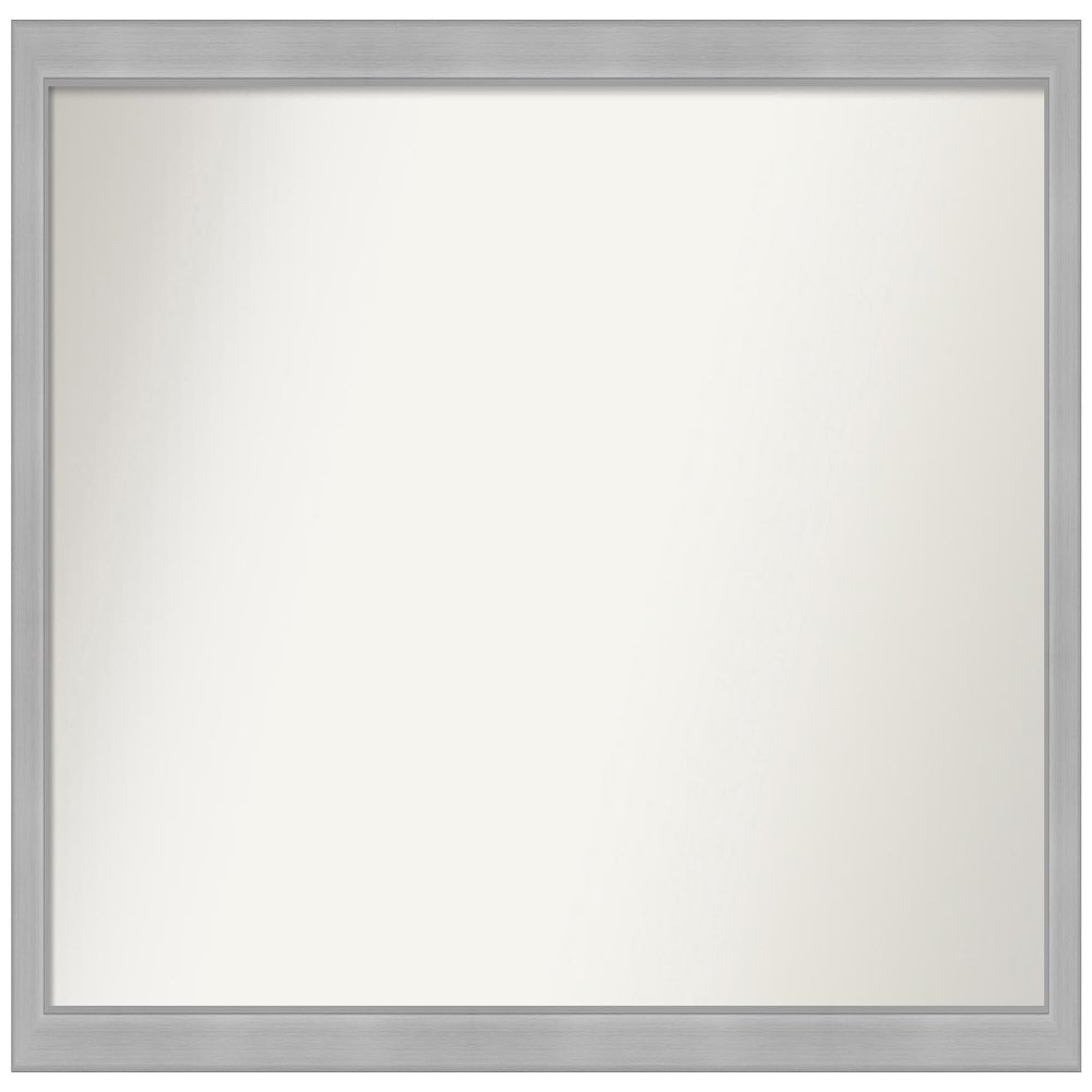 Amanti Art Silver Bathroom Mirror for Over Sink, 27x49 Custom Made Vista Brushed Nickel Narrow Rectangle Vanity Mirror, Oversize Casual Wood Frame, Hangs Horizonally and Vertically, Wall Decor