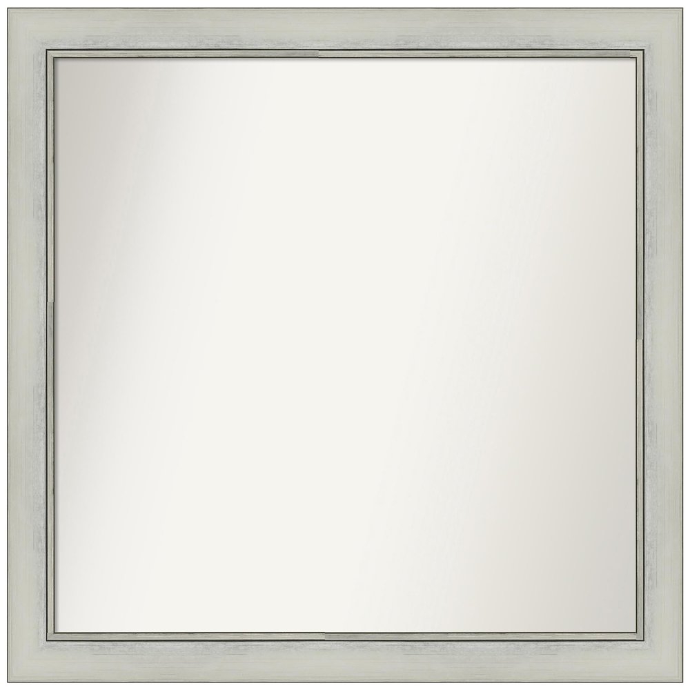 Amanti Art Silver Bathroom Mirror for Over Sink, 30x32 Custom Made Flair Silver Patina Rectangle Vanity Mirror, Large Traditional Wood Frame, Hangs Horizonally and Vertically, Wall Decor
