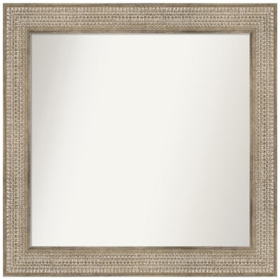 Amanti Art Silver Bathroom Mirror for Over Sink, 29x32 Custom Made Trellis Silver Rectangle Vanity Mirror, Large Traditional Wood Frame, Hangs Horizonally and Vertically, Wall Decor