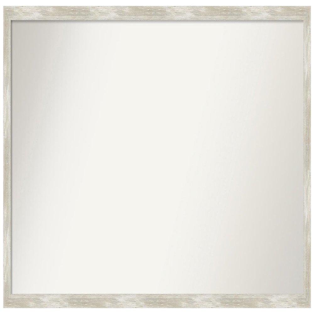 Amanti Art Silver Bathroom Mirror for Over Sink, 25x48 Custom Made Crackled Metallic Narrow Rectangle Vanity Mirror, Oversize Casual Wood Frame, Hangs Horizonally and Vertically, Wall Decor