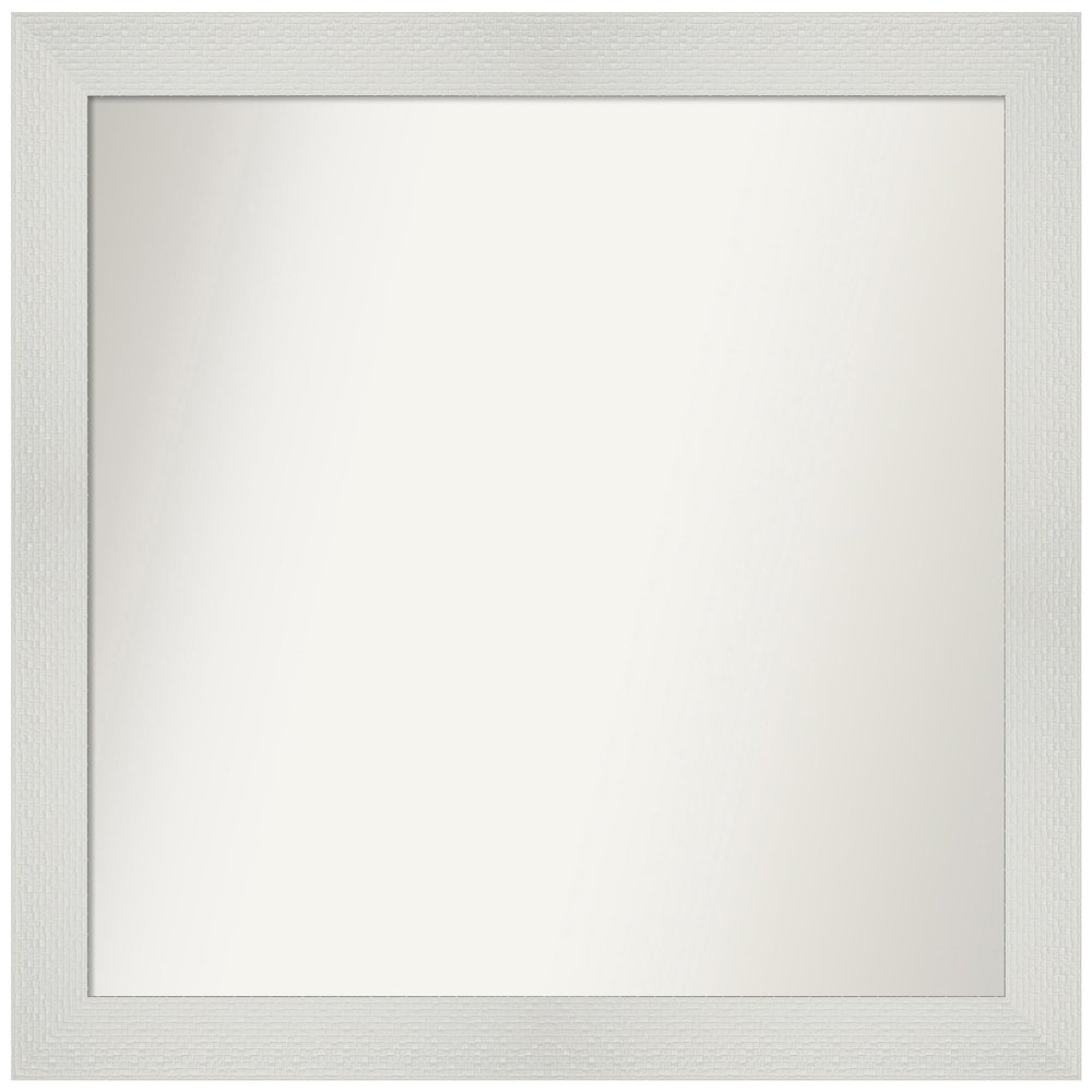Amanti Art White Bathroom Mirror for Over Sink, 31x34 Custom Made Mosaic White Rectangle Vanity Mirror, Large Casual Wood Frame, Hangs Horizonally and Vertically, Wall Decor