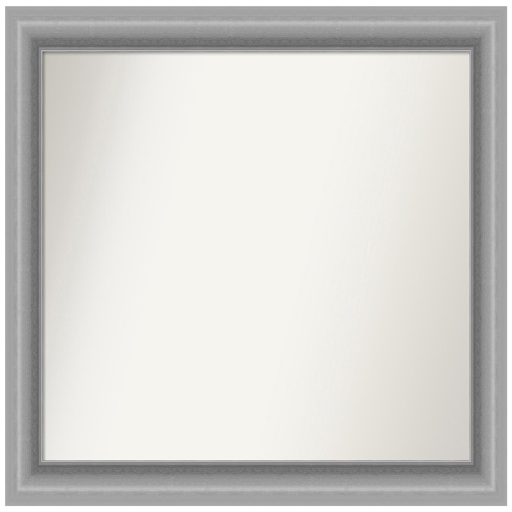 Amanti Art Silver Bathroom Mirror for Over Sink, 36x44 Custom Made Peak Polished Nickel Rectangle Vanity Mirror, X-Large Traditional Wood Frame, Hangs Horizonally and Vertically, Wall Decor