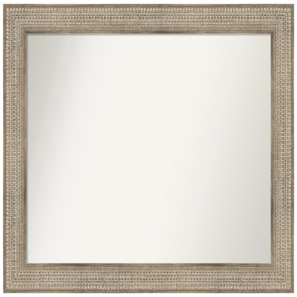Amanti Art Silver Bathroom Mirror for Over Sink, 31x40 Custom Made Trellis Silver Rectangle Vanity Mirror, Large Traditional Wood Frame, Hangs Horizonally and Vertically, Wall Decor