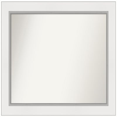 Amanti Art White Bathroom Mirror for Over Sink, 27x35 Custom Made Eva White Silver Rectangle Vanity Mirror, Large Modern Wood Frame, Hangs Horizonally and Vertically, Wall Decor