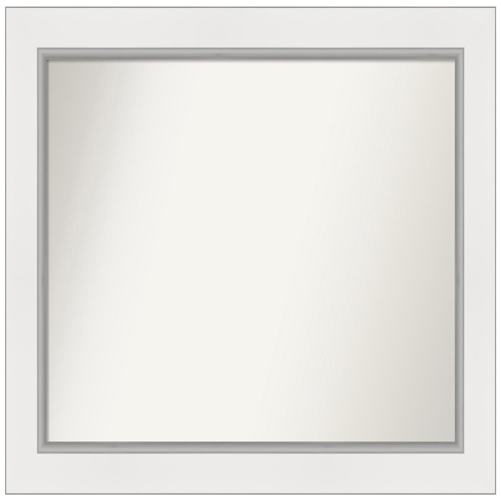 Amanti Art White Bathroom Mirror for Over Sink, 27x35 Custom Made Eva White Silver Rectangle Vanity Mirror, Large Modern Wood Frame, Hangs Horizonally and Vertically, Wall Decor