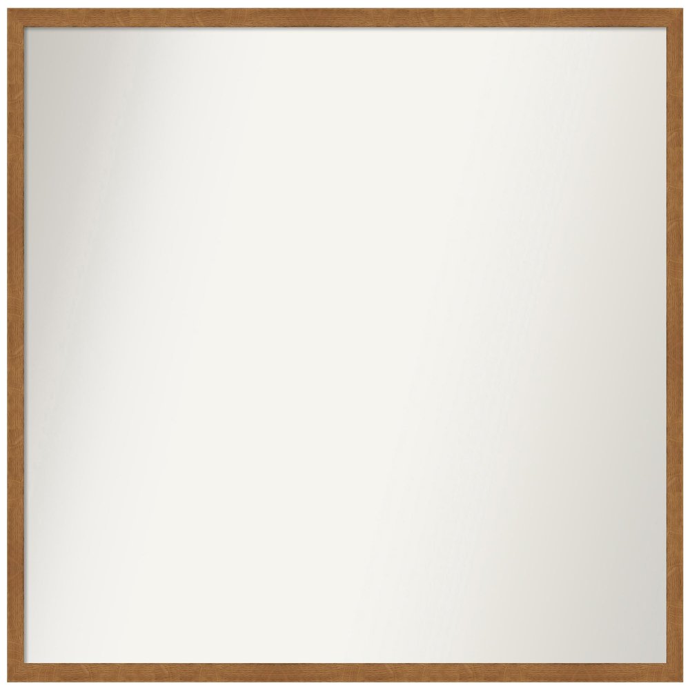 Amanti Art Brown Bathroom Mirror for Over Sink, 29x33 Custom Made Carlisle Blonde Narrow Rectangle Vanity Mirror, Large Country Rustic Wood Frame, Hangs Horizonally and Vertically, Wall Decor