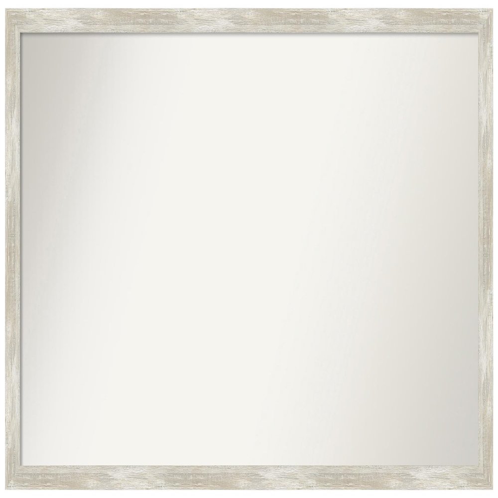Amanti Art Silver Bathroom Mirror for Over Sink, 23x38 Custom Made Crackled Metallic Narrow Rectangle Vanity Mirror, Large Casual Wood Frame, Hangs Horizonally and Vertically, Wall Decor