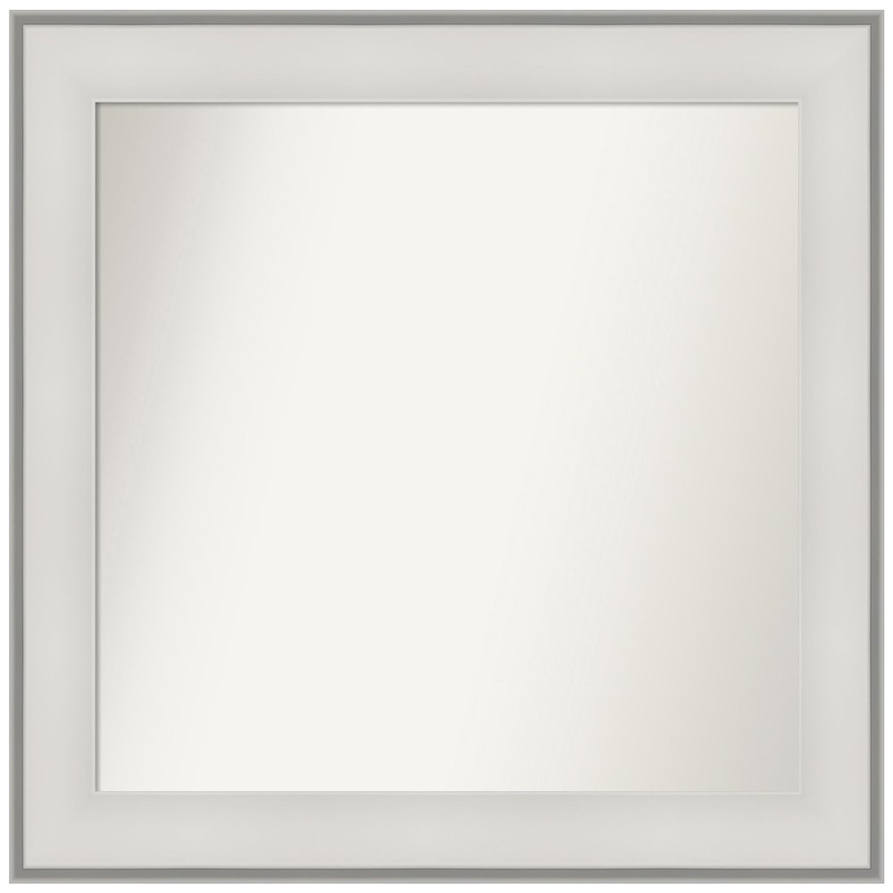 Amanti Art White Bathroom Mirror for Over Sink, 27x29 Custom Made Imperial White Rectangle Vanity Mirror, Medium Traditional Wood Frame, Hangs Horizonally and Vertically, Wall Decor