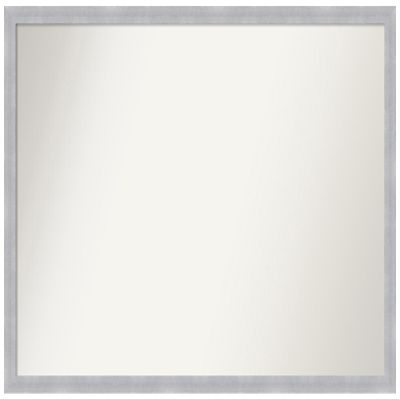 Amanti Art Silver Bathroom Mirror for Over Sink, 26x40 Custom Made Grace Brushed Nickel Narrow Rectangle Vanity Mirror, Large Modern Wood Frame, Hangs Horizonally and Vertically, Wall Decor