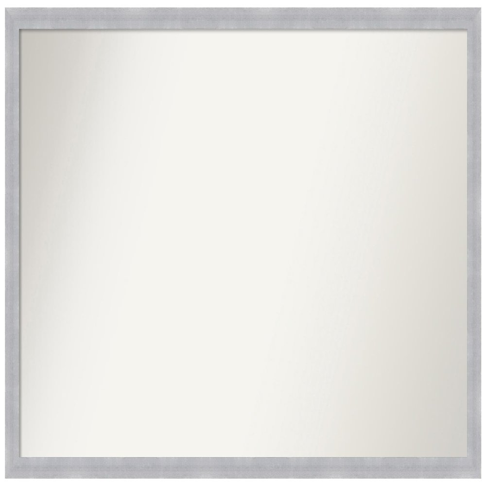 Amanti Art Silver Bathroom Mirror for Over Sink, 26x40 Custom Made Grace Brushed Nickel Narrow Rectangle Vanity Mirror, Large Modern Wood Frame, Hangs Horizonally and Vertically, Wall Decor