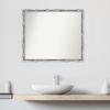 Amanti Art Silver Bathroom Mirror for Over Sink, 24x28 Custom Made Scratched Wave Chrome Rectangle Vanity Mirror, Medium Traditional Wood Frame, Hangs Horizonally and Vertically, Wall Decor view 4