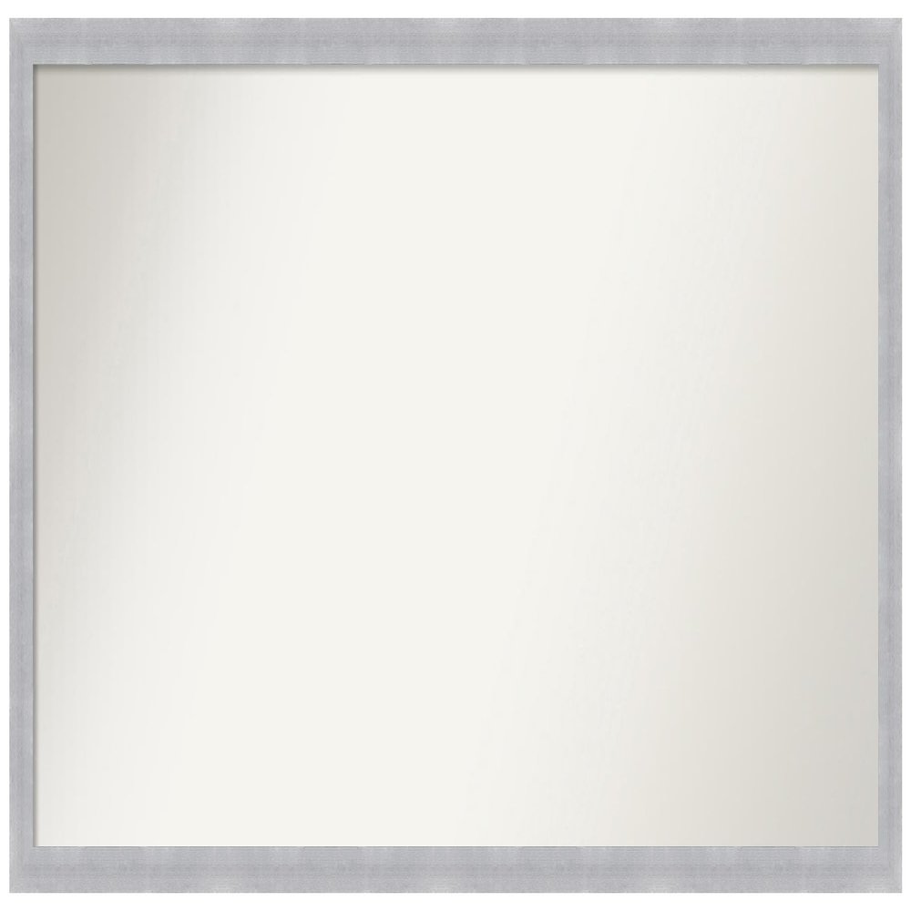 Amanti Art Silver Bathroom Mirror for Over Sink, 22x44 Custom Made Grace Brushed Nickel Narrow Rectangle Vanity Mirror, Oversize Modern Wood Frame, Hangs Horizonally and Vertically, Wall Decor