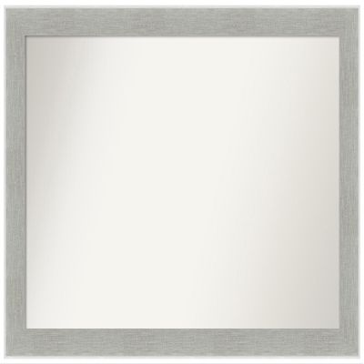 Amanti Art Grey Bathroom Mirror for Over Sink, 34x49 Custom Made Glam Linen Grey Rectangle Vanity Mirror, Oversize Country Rustic Wood Frame, Hangs Horizonally and Vertically, Wall Decor