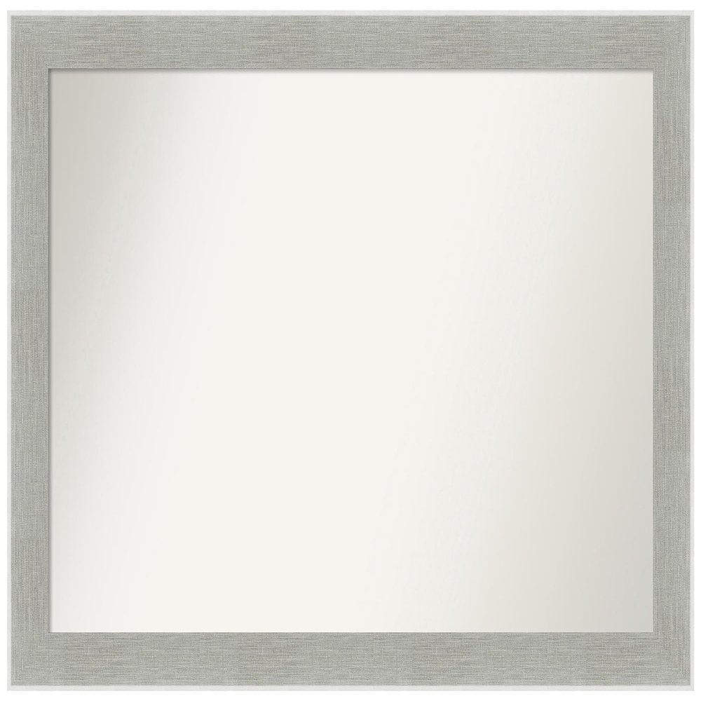 Amanti Art Grey Bathroom Mirror for Over Sink, 34x49 Custom Made Glam Linen Grey Rectangle Vanity Mirror, Oversize Country Rustic Wood Frame, Hangs Horizonally and Vertically, Wall Decor