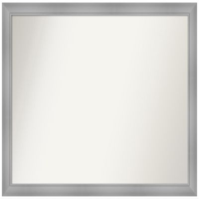 Amanti Art Silver Bathroom Mirror for Over Sink, 34x46 Custom Made Flair Polished Nickel Rectangle Vanity Mirror, Oversize Casual Wood Frame, Hangs Horizonally and Vertically, Wall Decor