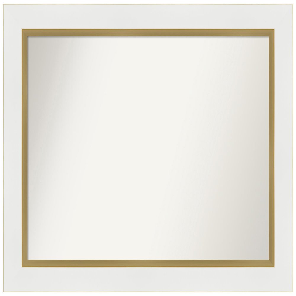 Amanti Art White Bathroom Mirror for Over Sink, 26x35 Custom Made Eva White Gold Rectangle Vanity Mirror, Large Modern Wood Frame, Hangs Horizonally and Vertically, Wall Decor