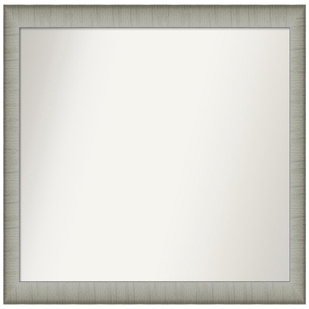 Amanti Art Silver Bathroom Mirror for Over Sink, 23x33 Custom Made Elegant Brushed Pewter Narrow Rectangle Vanity Mirror, Large Casual Wood Frame, Hangs Horizonally and Vertically, Wall Decor