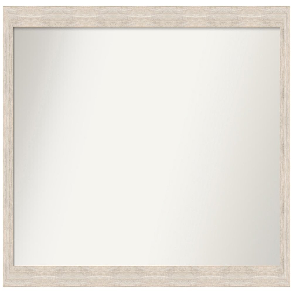 Amanti Art White Bathroom Mirror for Over Sink, 23x49 Custom Made Hardwood White Wash Narrow Rectangle Vanity Mirror, Oversize Country Rustic Wood Frame, Hangs Horizonally and Vertically, Wall Decor