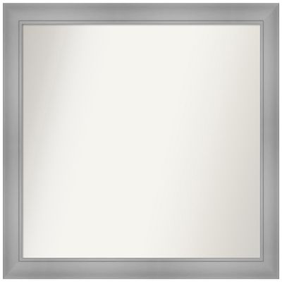 Amanti Art Silver Bathroom Mirror for Over Sink, 29x32 Custom Made Flair Polished Nickel Rectangle Vanity Mirror, Large Casual Wood Frame, Hangs Horizonally and Vertically, Wall Decor