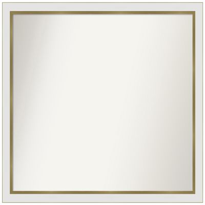 Amanti Art White Bathroom Mirror for Over Sink, 31x35 Custom Made Eva White Gold Narrow Rectangle Vanity Mirror, Large Modern Wood Frame, Hangs Horizonally and Vertically, Wall Decor