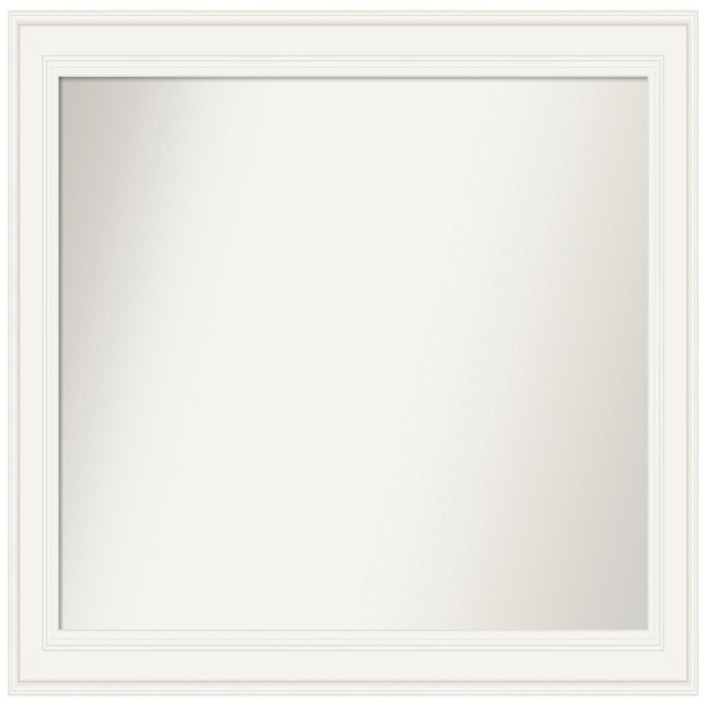 Amanti Art White Bathroom Mirror for Over Sink, 32x42 Custom Made Ridge White Rectangle Vanity Mirror, Large Traditional Wood Frame, Hangs Horizonally and Vertically, Wall Decor